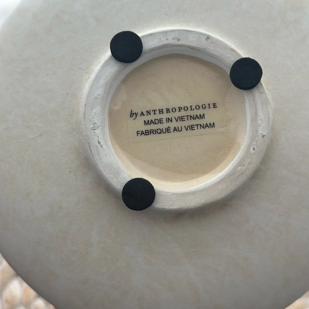 Anthropologie Cream Ceramic Pot with Wooden Handle - Picture 4 of 5